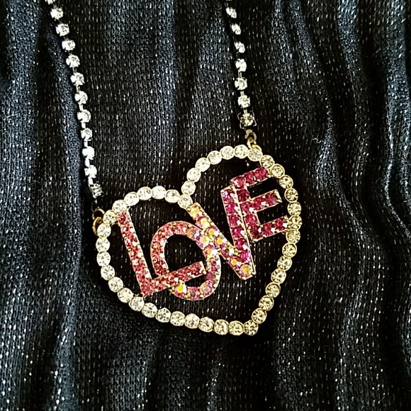 Betsey Johnson Jewelry - Betsey Johnson Pave Heart Pendant Necklace